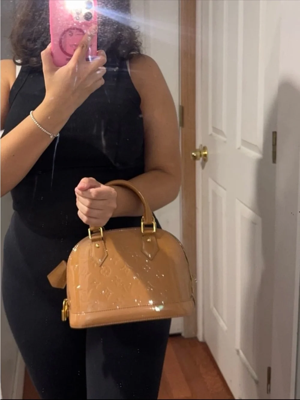 Louis Vuitton Caramel Patent Vernis Alma Satchel